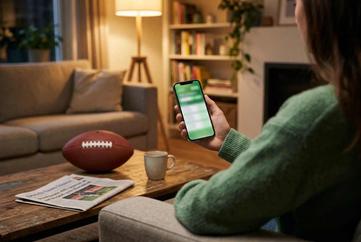Legale Nederlandse bookmakers voor NFL wedden op een mobiel apparaat